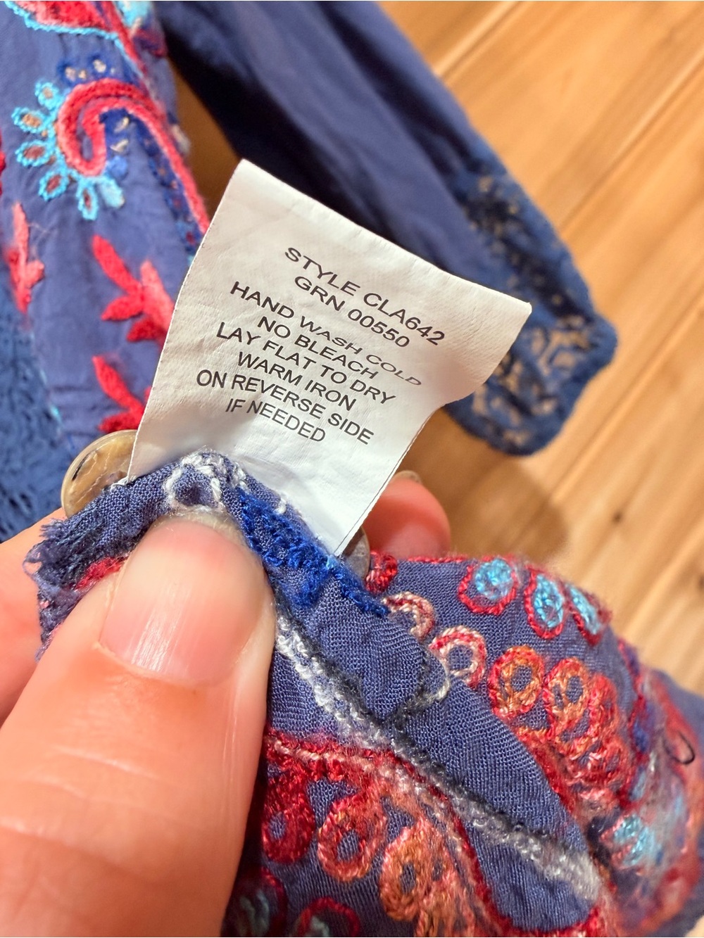 Figueroa & Flower Boho Peasant Top Embroidered Paisley Crochet Lace Blue Medium‎ - Picture 8 of 8